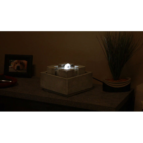 Ebern Designs Resin Square Dynasty Bubbling Indoor Fountain with